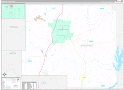 Prentiss County, MS Wall Map Premium Style 2024