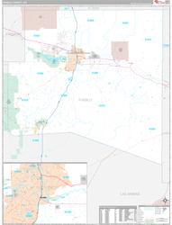 Pueblo County, CO Wall Map Premium Style 2024