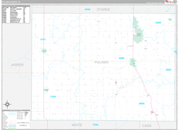 Pulaski County, IN Wall Map Premium Style 2024