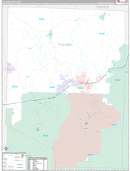 Pulaski County, MO Wall Map Premium Style 2024