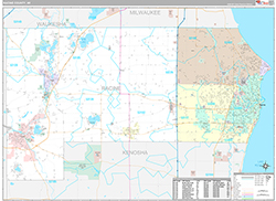 Racine County, WI Wall Map Premium Style 2026