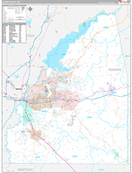Rankin County Wall Map Premium Style 2026