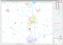 Rock County, WI Wall Map Premium Style 2024