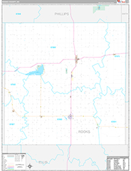 Rooks County, KS Wall Map Premium Style 2026