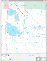 Roscommon County Wall Map Premium Style 2026
