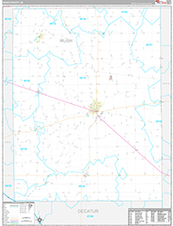 Rush County Wall Map Premium Style 2026