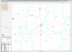 Rush County Wall Map Premium Style 2026