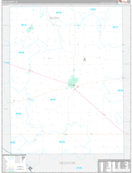 Rush County, IN Wall Map Premium Style 2024