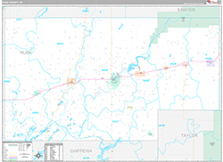 Rusk County Wall Map Premium Style 2026