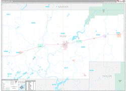 Rusk County, WI Wall Map Premium Style 2024