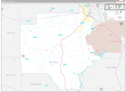 Russell County, AL Wall Map Premium Style 2024