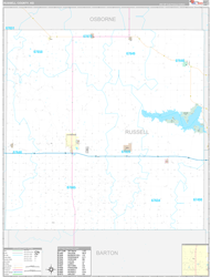 Russell County, KS Wall Map Premium Style 2024