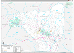 Rutherford County Wall Map Premium Style 2026