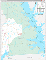 Sabine County Wall Map Premium Style 2026