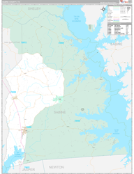 Sabine County, TX Wall Map Premium Style 2023