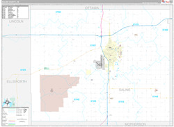 Saline County, KS Wall Map Premium Style 2024
