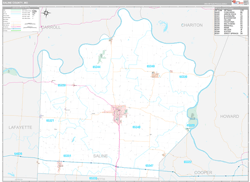 Saline County, MO Wall Map Premium Style 2024