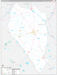 Sampson County, NC Wall Map Premium Style 2024