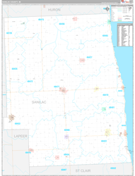 Sanilac County, MI Wall Map Premium Style 2024