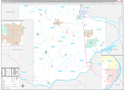 Sauk County, WI Wall Map Premium Style 2024