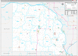 Saunders County Wall Map Premium Style 2026