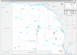 Saunders County, NE Wall Map Premium Style 2024