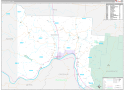 Scioto County, OH Wall Map Premium Style 2023