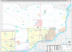 Scott County, IA Wall Map Premium Style 2024