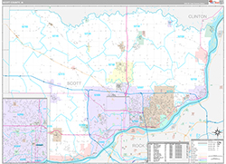 Scott County, IA Wall Map Premium Style 2026