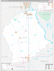 Scott County, MO Wall Map Premium Style 2024