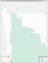 Scott County, MS Wall Map Premium Style 2024
