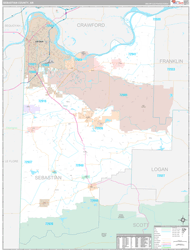 Sebastian County, AR Wall Map Premium Style 2024