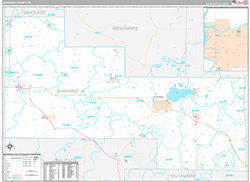 Shawano County, WI Wall Map Premium Style 2026