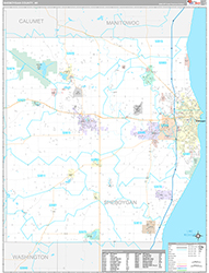 Sheboygan County, WI Wall Map Premium Style 2026