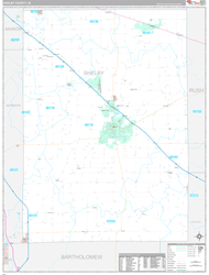 Shelby County, IN Wall Map Premium Style 2024