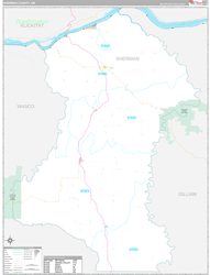 Sherman County, OR Wall Map Premium Style 2024