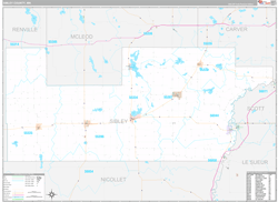 Sibley County, MN Wall Map Premium Style 2024