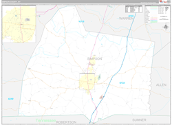 Simpson County, KY Wall Map Premium Style 2024