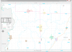 Sioux County, IA Wall Map Premium Style 2024