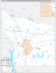 Smith County, TX Wall Map Premium Style 2024