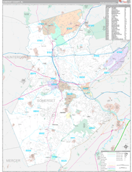 Somerset County, NJ Wall Map Premium Style 2024