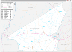 Southampton County, VA Wall Map Premium Style 2024