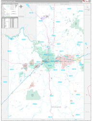 Spokane County, WA Wall Map Premium Style 2024
