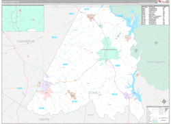 Stanly County, NC Wall Map Premium Style 2024