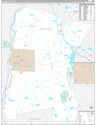 Sullivan County, NH Wall Map Premium Style 2024