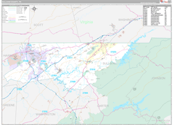 Sullivan County, TN Wall Map Premium Style 2024