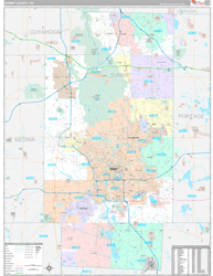 Summit County, OH Wall Map Premium Style 2024