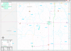 Sumner County, KS Wall Map Premium Style 2024