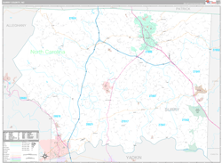 Surry County, NC Wall Map Premium Style 2024