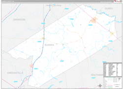 Sussex County, VA Wall Map Premium Style 2024